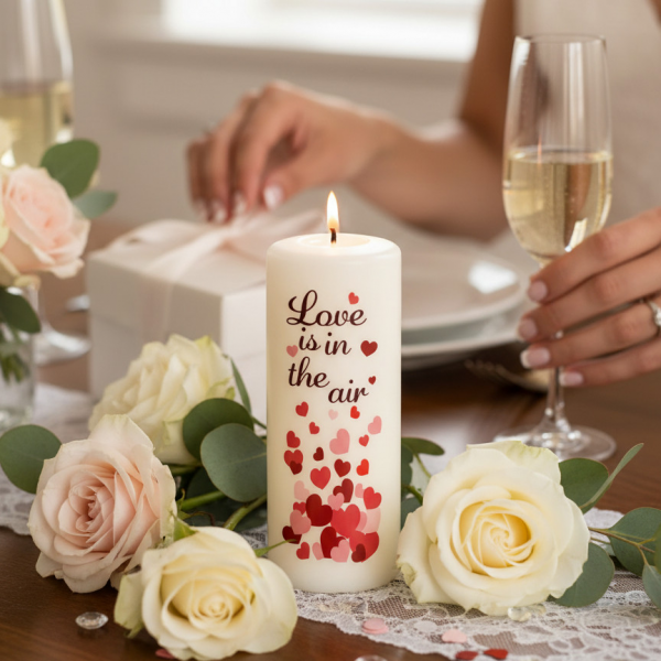 Hochzeitskerze 15x6cm Love is in the air
