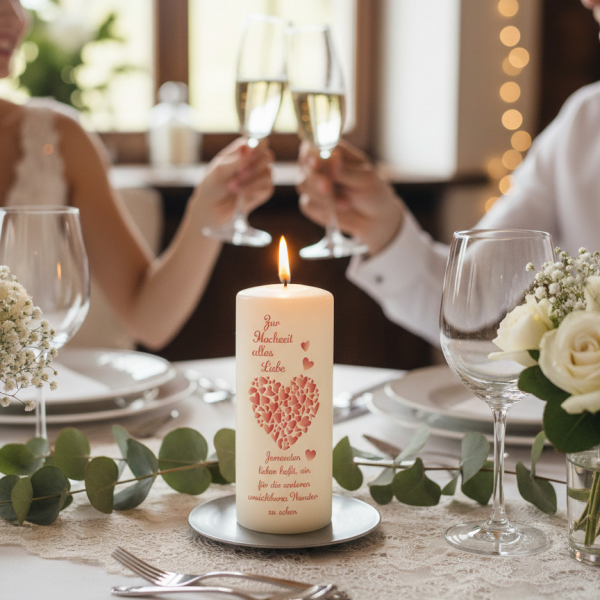 Hochzeitskerze 15x6cm Zur Hochzeit alles Liebe Herz