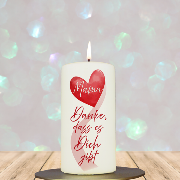 Muttertagskerze 12x6cm Danke, dass es Dich gibt