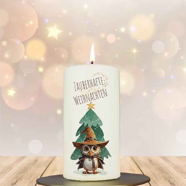 Weihnachtskerze 12x6cm Eule Zauberhafte Weihnachten