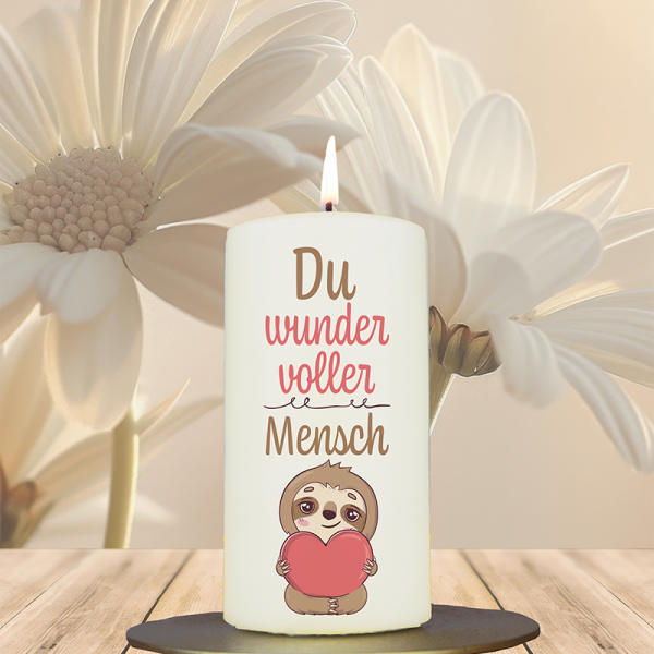 Valentinstagskerze 12x6cm Du wundervoller Mensch
