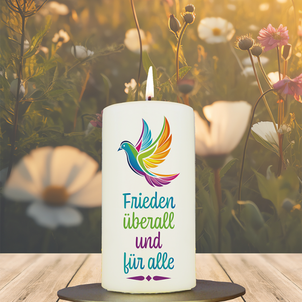 Friedenskerze 12x6cm Frieden überall und für alle