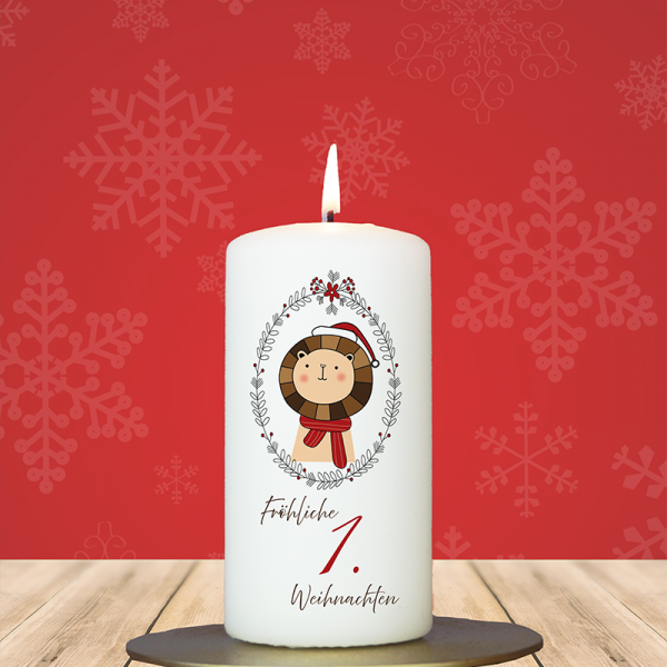 Weihnachtskerze 12x6cm Löwe 1. Weihnachten