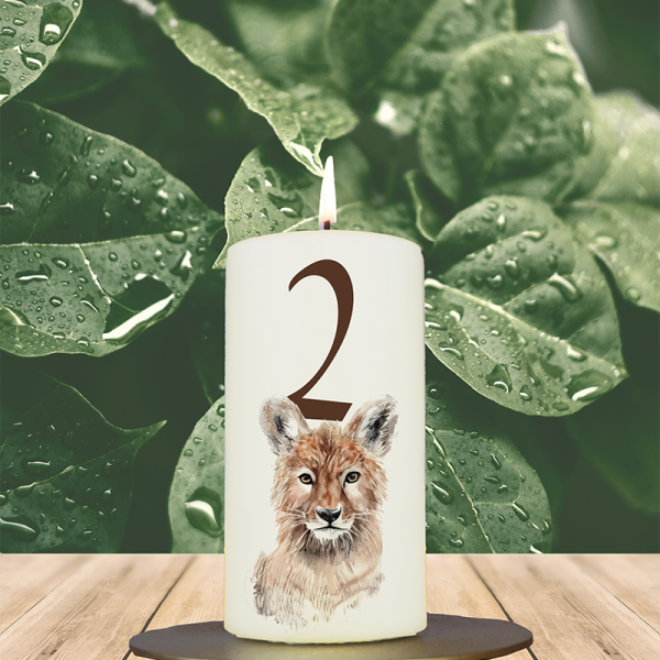 Weihnachtskerze 12x6cm Luchs Waldtier 2