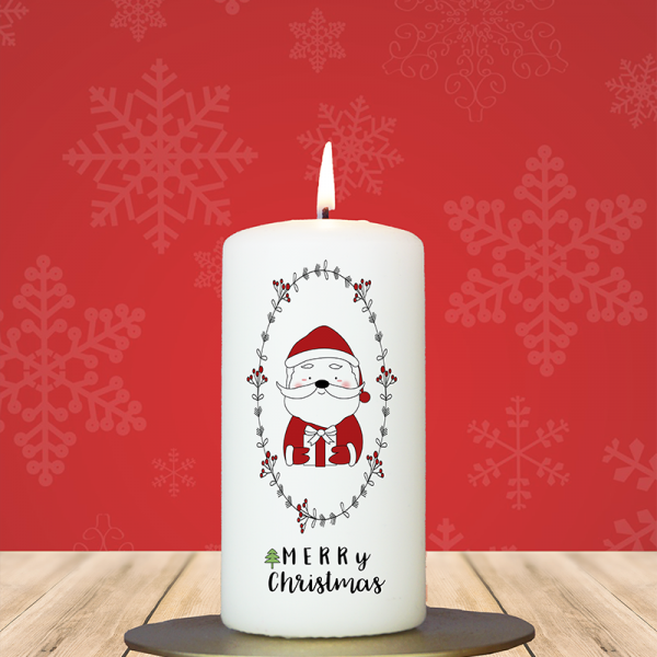 Weihnachtskerze 12x6cm Weihnachtsmann Merry Christmas