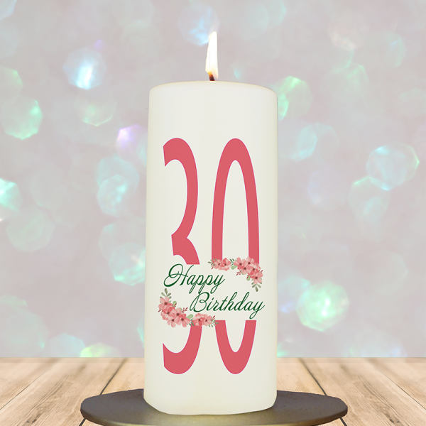 Geburtstagskerze 15x6cm 30 Blumen
