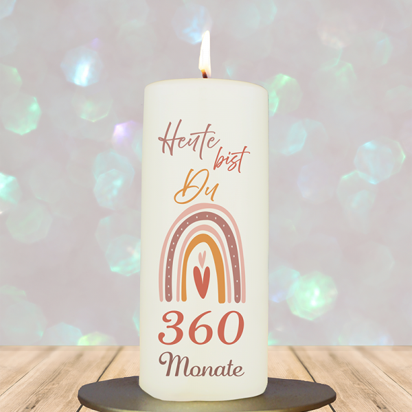 Geburtstagskerze 15x6cm 360 Monate pastell