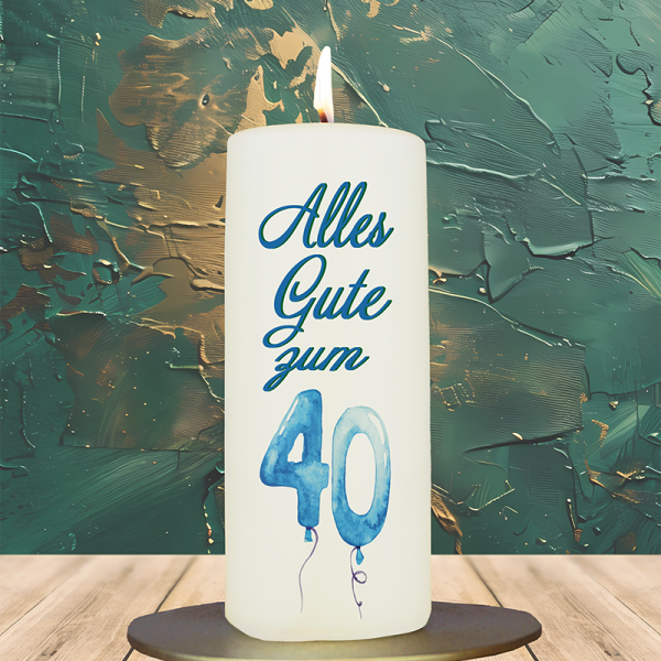 Geburtstagskerze 15x6cm 40 Luftballonzahlen blau