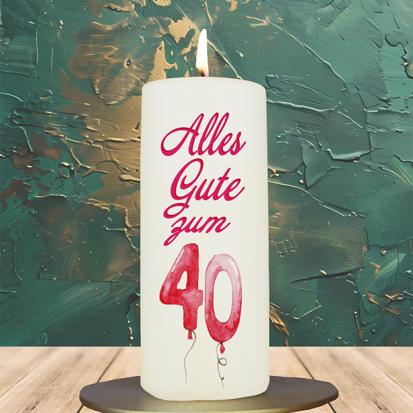 Geburtstagskerze 15x6cm 40 Luftballonzahlen pink