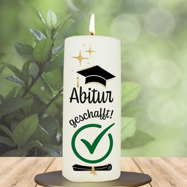 Abschluss Kerze 15x6cm Abitur geschafft