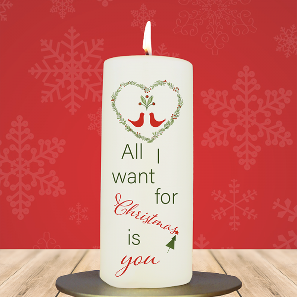 Weihnachtskerze 15x6cm All i want