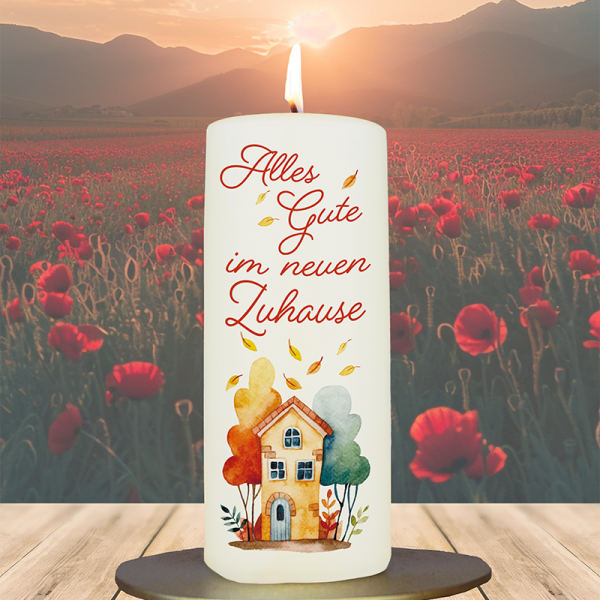 Einweihung Kerze 15x6cm  Alles Gute im neuen Zuhause