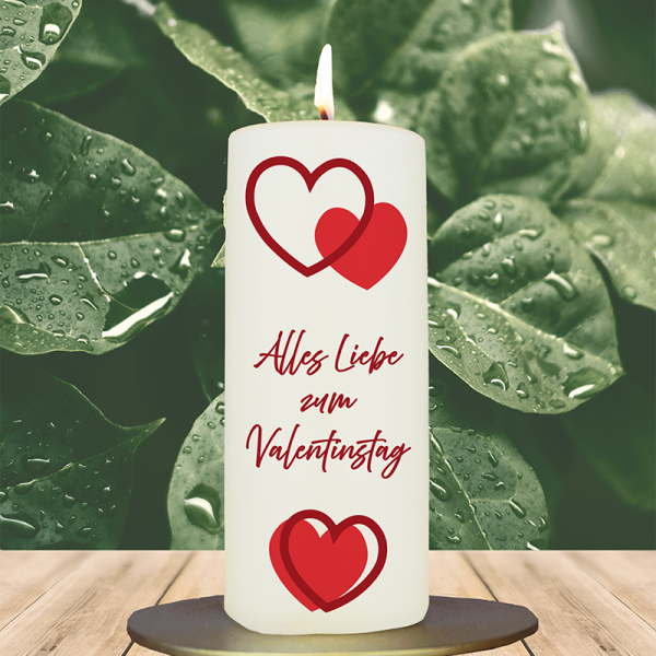 Valentinstagskerze 15x6cm Alles Liebe zum Valentinstag