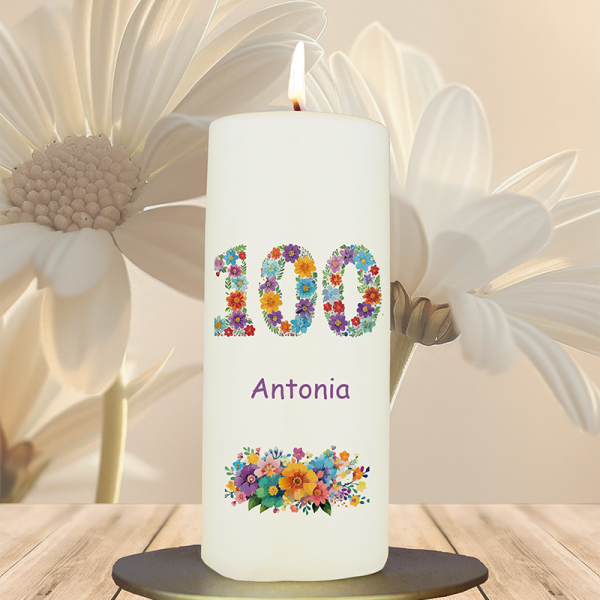 Geburtstagskerze 15x6cm 100 Blumen