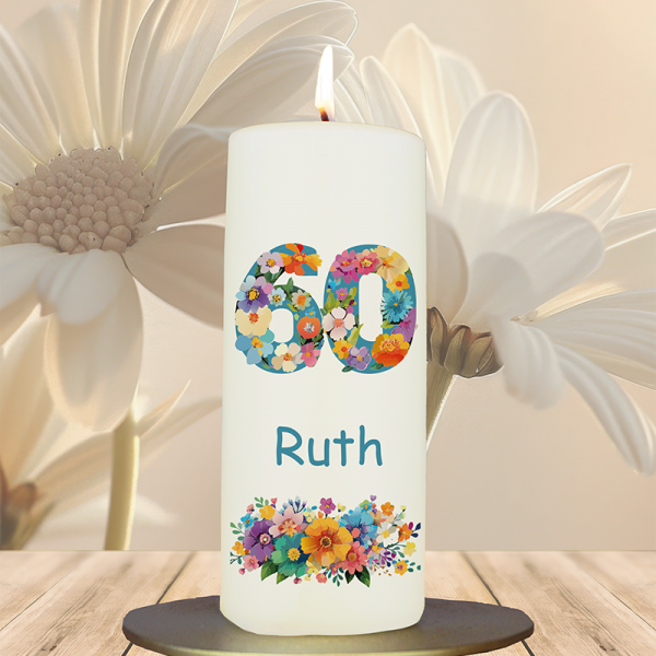 Geburtstagskerze 15x6cm 60 Blumen