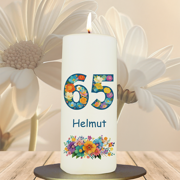 Geburtstagskerze 15x6cm 65 Blumen