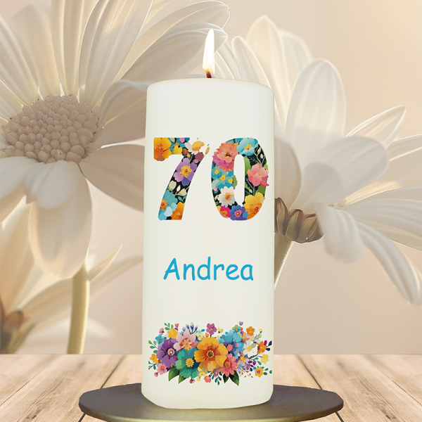 Geburtstagskerze 15x6cm 70 Blumen