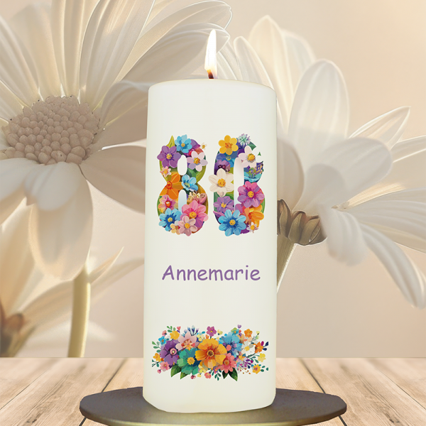 Geburtstagskerze 15x6cm 80 Blumen