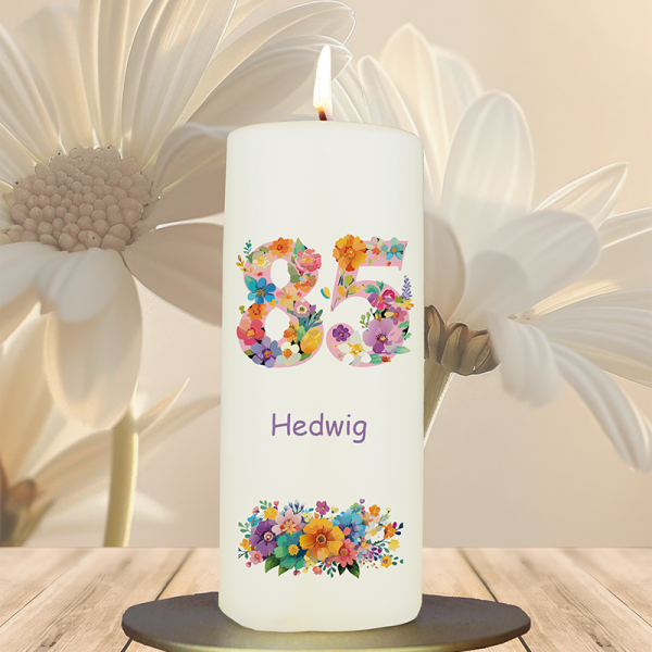Geburtstagskerze 15x6cm 85 Blumen