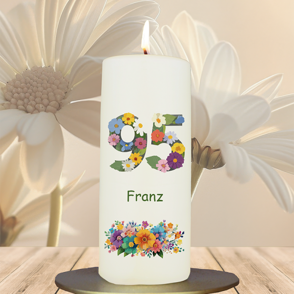 Geburtstagskerze 15x6cm 95 Blumen
