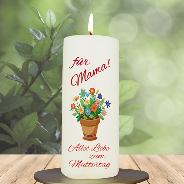 Muttertagskerze 15x6cm Blumentopf Alles Liebe
