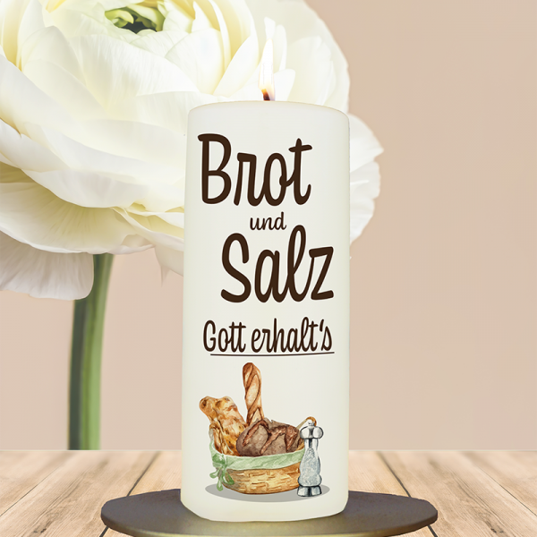 Einweihung Kerze 15x6cm  Brot und Salz