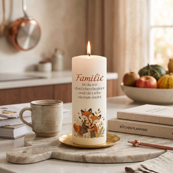 Familienkerze 15x6cm Fuchsfamilie