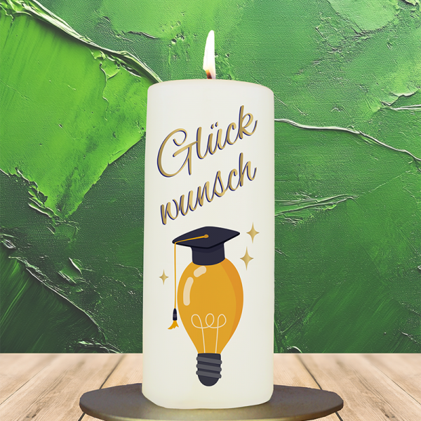 Abschluss Kerze 15x6cm Glückwunsch Glühbirne