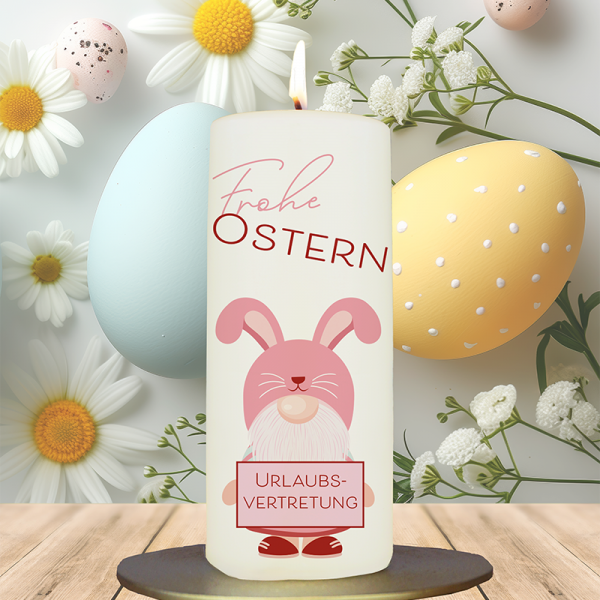 Osterkerze 15x6cm Gnom Ostern rosa