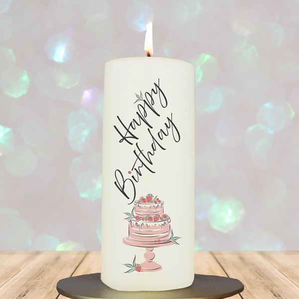 Geburtstagskerze 15x6cm Happy Birthday Torte