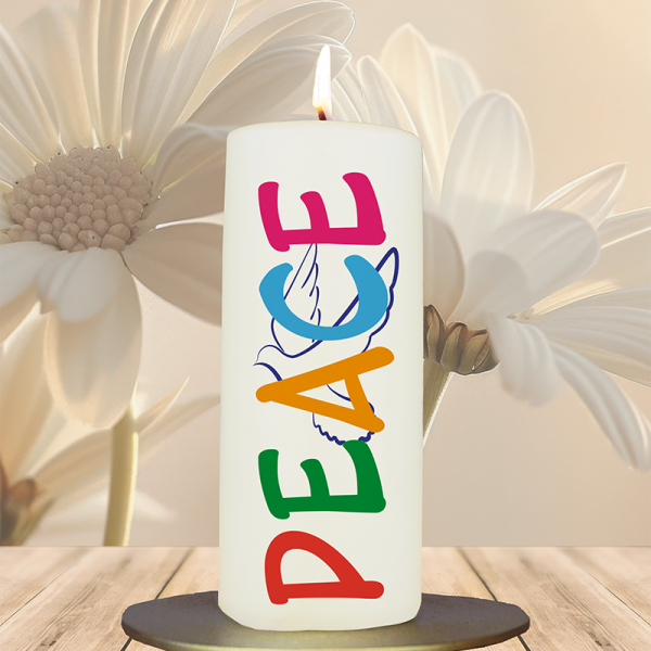 Friedenskerze 15x6cm Peace