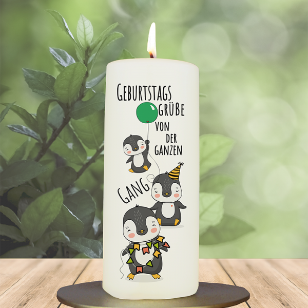 Kinder Geburtstagskerze 15x6cm Pinguingrüße