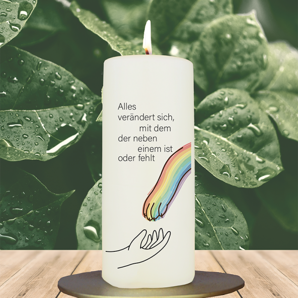 Trauer Tierkerze 15x6cm Pfote 2 Regenbogen