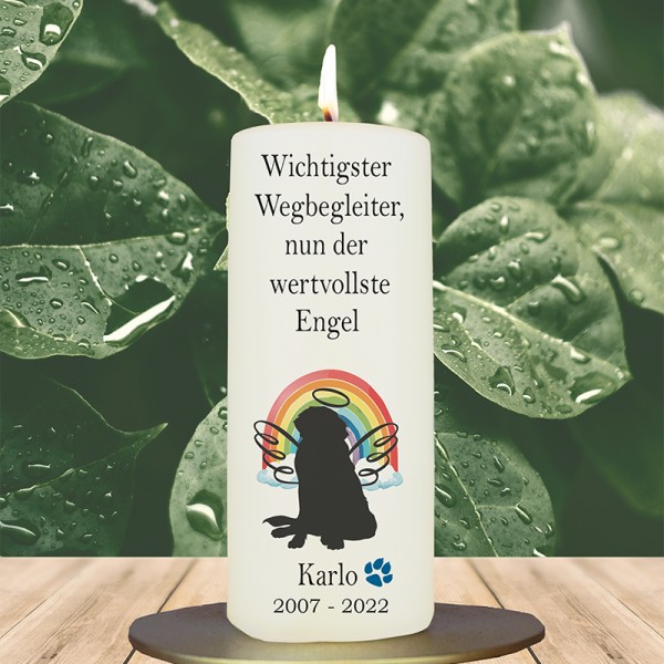 Trauer Tierkerze 15x6cm  Hund 6