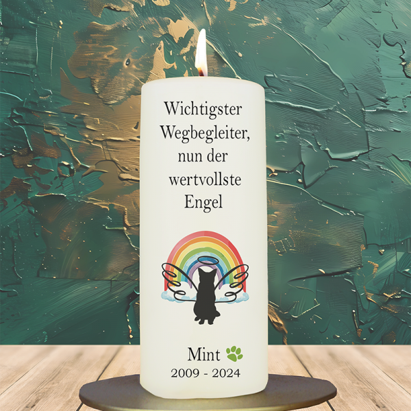 Trauer Tierkerze 15x6cm  Katze 1