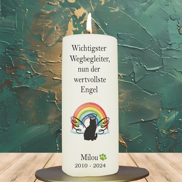 Trauer Tierkerze 15x6cm Katze 2