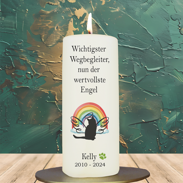 Trauer Tierkerze 15x6cm Katze 3