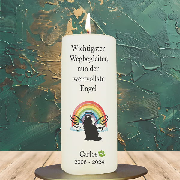 Trauer Tierkerze 15x6cm Katze 4