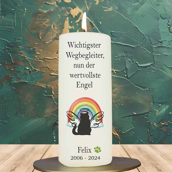 Trauer Tierkerze 15x6cm Katze 5