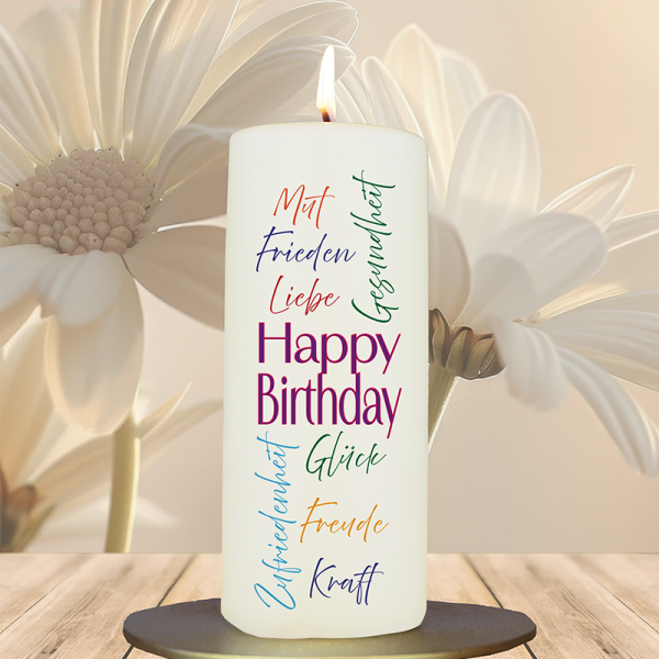Geburtstagskerze 15x6cm Wünsche
