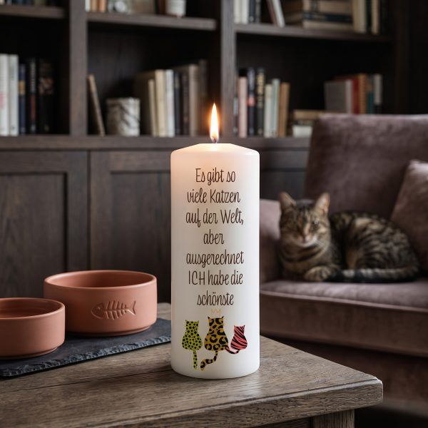 Tierkerze 15x6cm Es gibt so viele Katzen