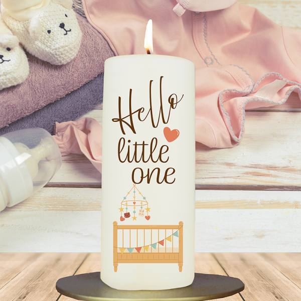 Geburtskerze 15x6cm Hello little one