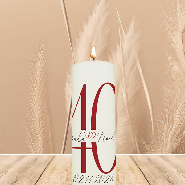 Jubiläumskerze 20x7cm 40 Ursula u. Norbert