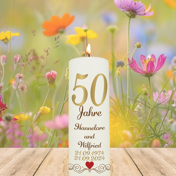 Jubiläumskerze 20x7cm 50 Hannelore u. Wilfried