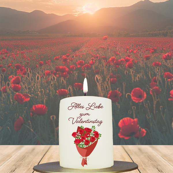 Valentinstagskerze 8x6cm Blumenstrauss Valentinstag