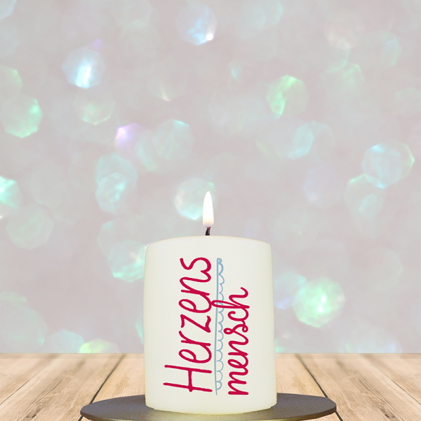 Geschenkkerze 8x6cm  Herzensmensch