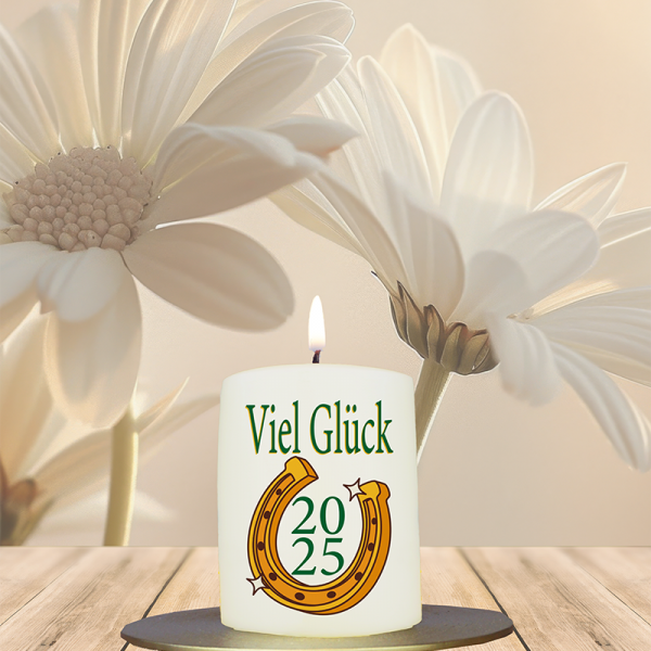 Neujahrskerze 8x6cm Viel Glück
