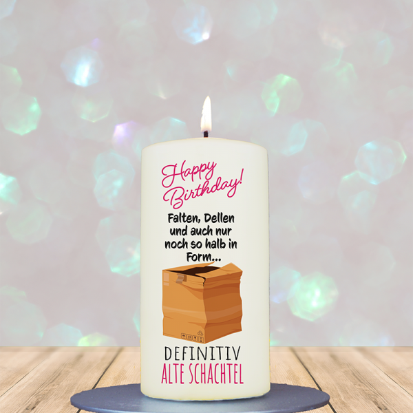 Geburtstagskerze 12x6cm Definitiv alte Schachtel