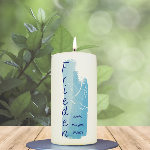 Friedenskerze 12x6cm Frieden heute morgen immer