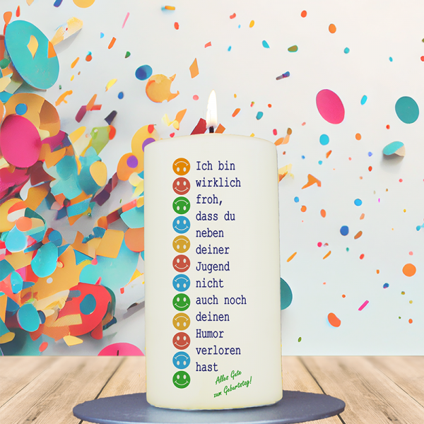 Geburtstagskerze 12x6cm Ich bin wirklich froh